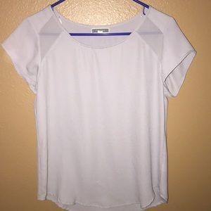 professional grey blouse with sheer inserts!